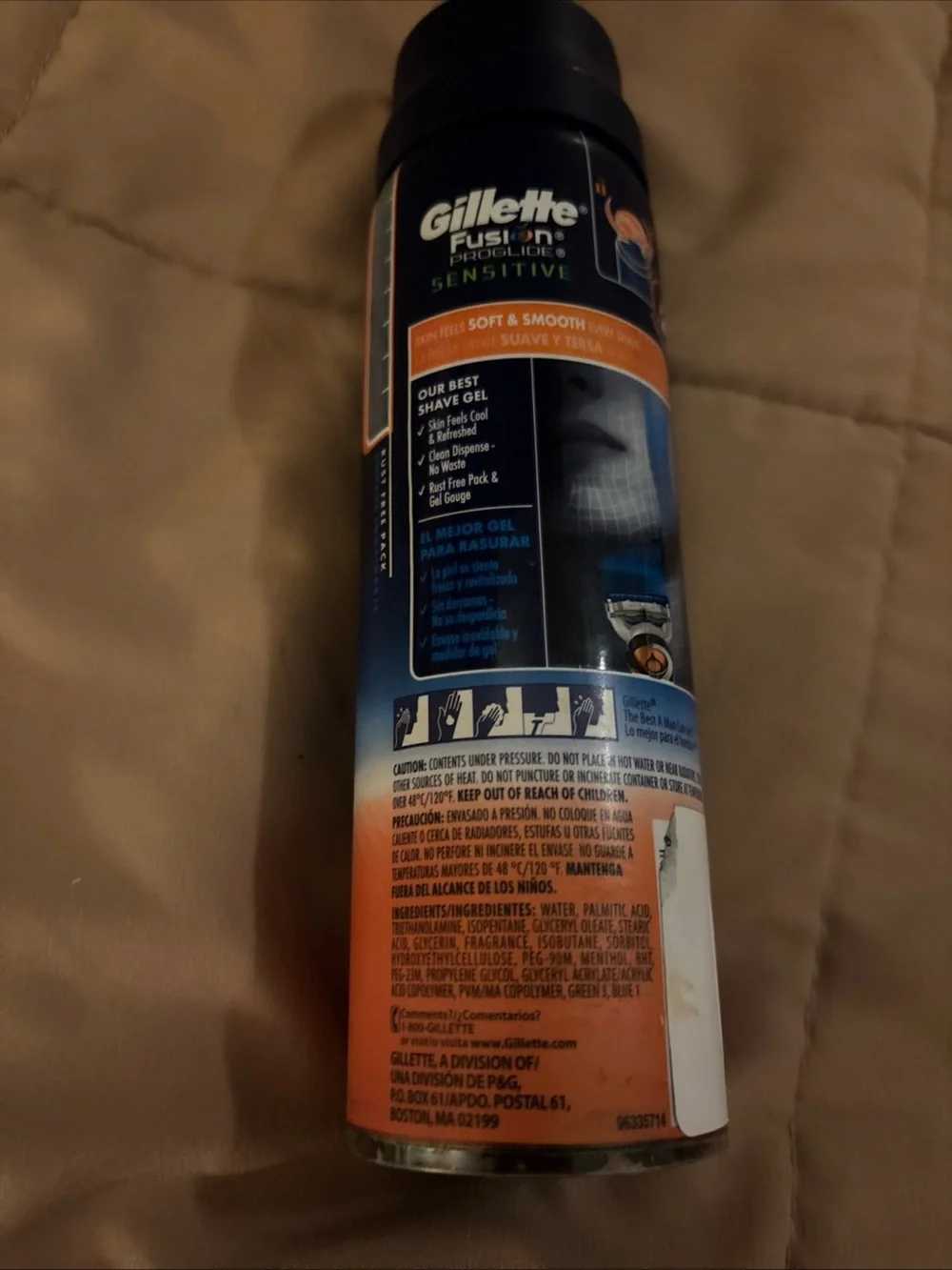 Gillette fusion pro glide sensitive 2 in 1 shave gel ocean breeze 6 oz